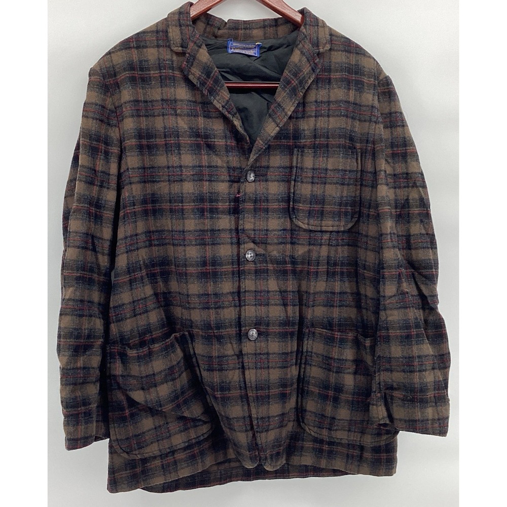 Vtg 50s Pendleton Topster Wool Plaid Jacket Shirt 3 Pocket Size M 100% Wool